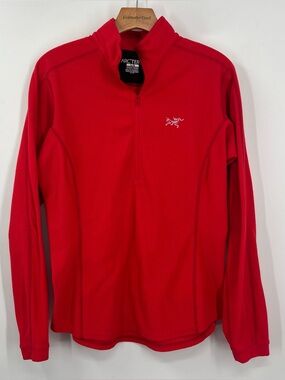 Arc’teryx Women’s Red Delta Waffle Fleece 1/4 Zip Polartec Pullover Large